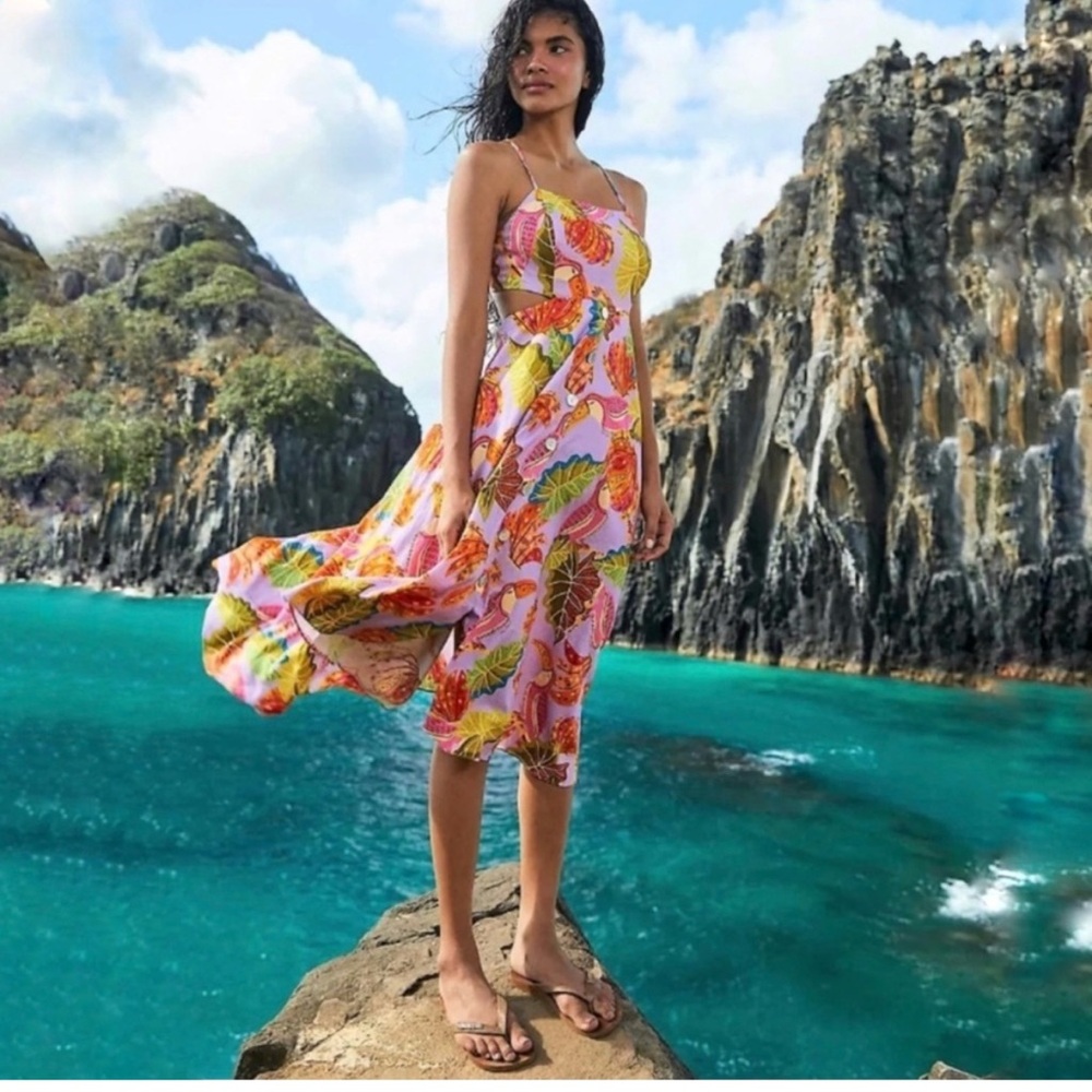 FARM Rio Colorful Tropical Midi Dress